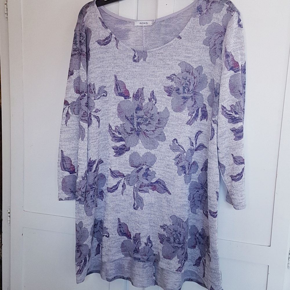Rickis Lightweight Knit Floral Tunic Sweater XXL